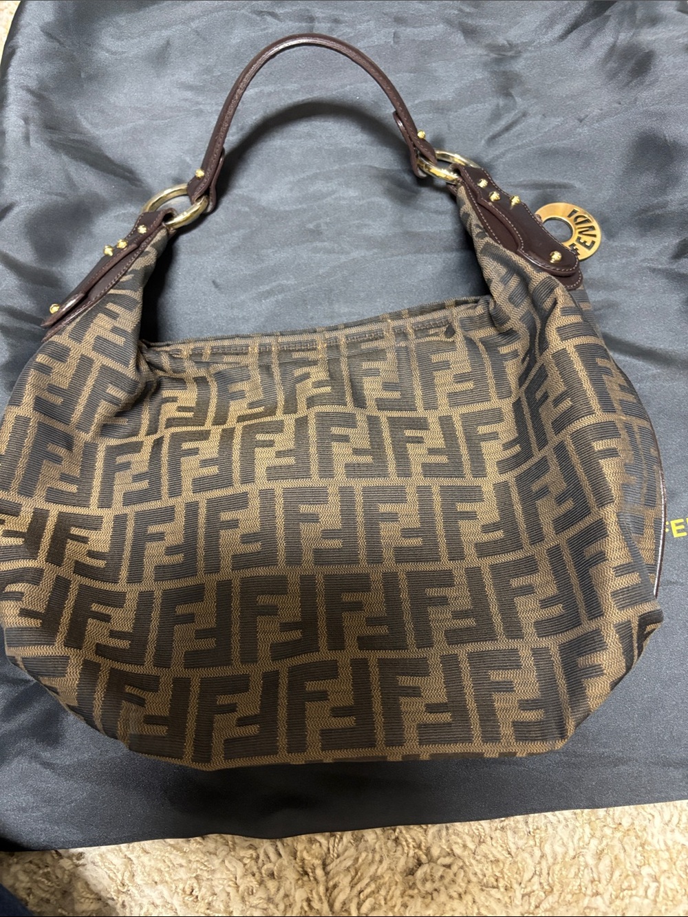 Fendi Brown and Black FF Logo Hobo Bag - Picture 9 of 12